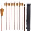 Obert 12pcs Carbon Arrows 30 Inch Hunting Arrows Wood Camo Shaft Spine 400 with 4 Inch Natural Feathers & Extendible Arrow Quiver for Recurve & Traditional Bows view 1
