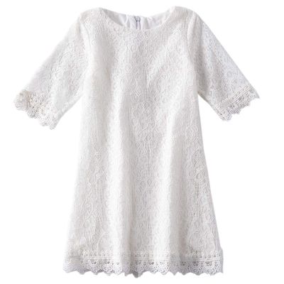 Niyage Baby and Toddler Girls Cotton Elegant Flower Lace Half Sleeve A-Line Princess Dress White 110