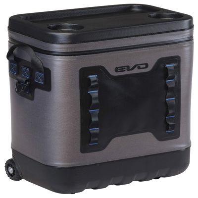 Evolution Outdoor EVO Leak Proof Rolling Cooler 25 Quart, 16x 12x 22in. Insulated Cooler Bag with ABS Molded Top, 8 Accessory Loops, Retractable 4-Stage Handle
