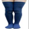 AM Landen Blue Non-Slip Cotton Thigh High Socks Thick Cotton Thigh Socks Size Extra Long and Wide view 4
