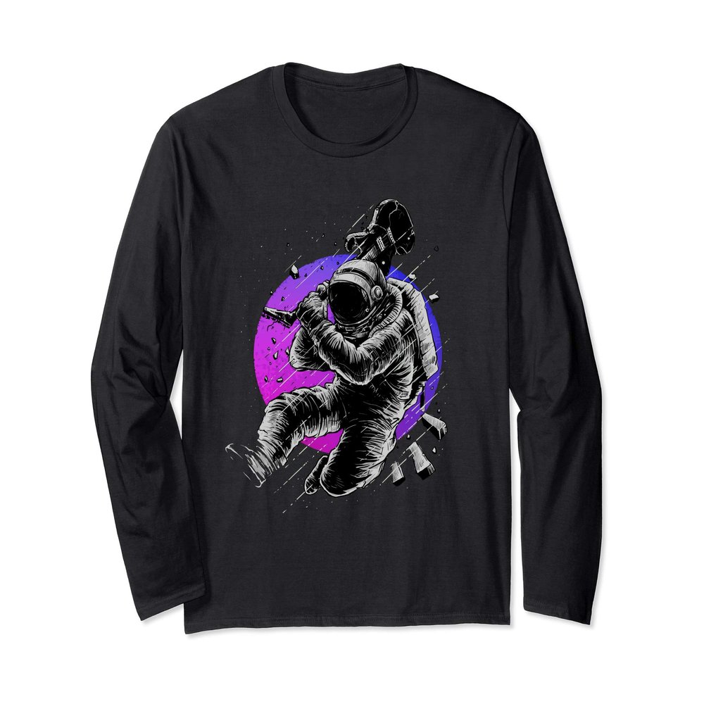 Astronaut Spaced Out - Aesthetic Vaporwave space guitar Art Long Sleeve T-Shirt