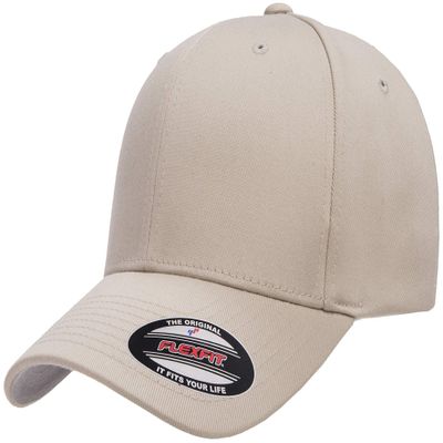 Flexfit Men's Wooly Combed Twill Fitted Baseball Cap, Stone, Large-X-Large