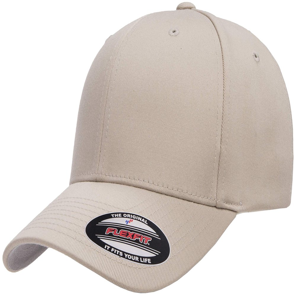 Flexfit Men's Wooly Combed Twill Fitted Baseball Cap, Stone, Large-X-Large