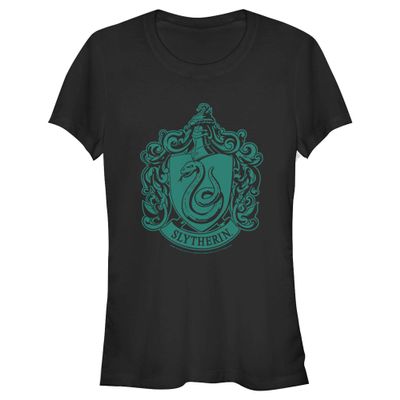 Warner Bros Simple Slytherin Juniors Solid Crew Tee Black