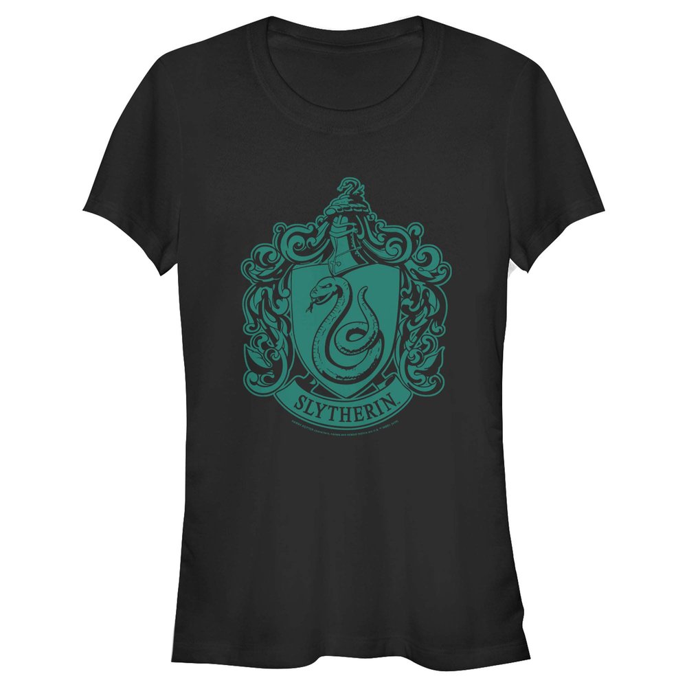 Warner Bros Simple Slytherin Juniors Solid Crew Tee Black