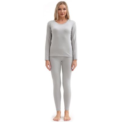 PISIQI Thermal Underwear Women Ultra-Soft Long Johns Set Base Layer Skiing Winter Warm Top & Bottom (L, Grey)
