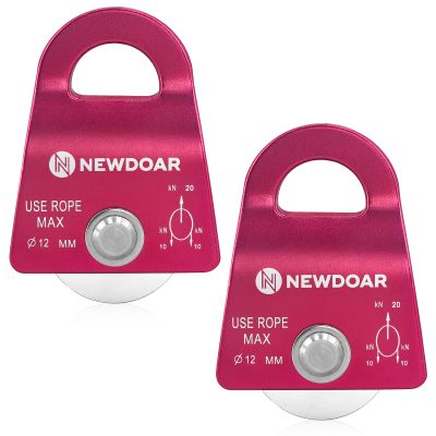 NewDoar Micro Mobile Single Pulley,20kN(4500 lb) Max Rope 1/2in for Rigging Arborist Climbing Rescue,CE Certified(20KN Red 2pcs)