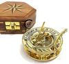 AV Brass Sundial/Marine Compass Nautical Compasses with Box Wooden CASE Gifts for MOM/DAD(Vintage) view 3