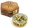 AV Brass Sundial/Marine Compass Nautical Compasses with Box Wooden CASE Gifts for MOM/DAD(Vintage) view 4