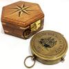 AV Wooden Case w/Compass Brass Magnet Needle Nautical Maritime Navigation Vintage Gifts for Marines/Military(Brass Finish) view 1