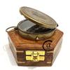AV Wooden Case w/Compass Brass Magnet Needle Nautical Maritime Navigation Vintage Gifts for Marines/Military(Brass Finish) view 4