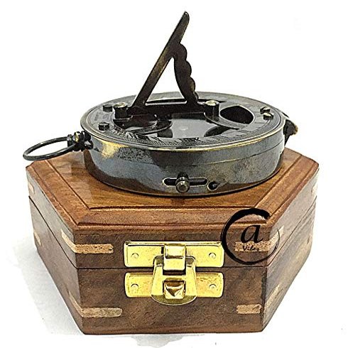 AV Premium Gift for Sailor/Marine Nautical Maritime Compass Brass Navy Tool Sundial Timepiece Compasses