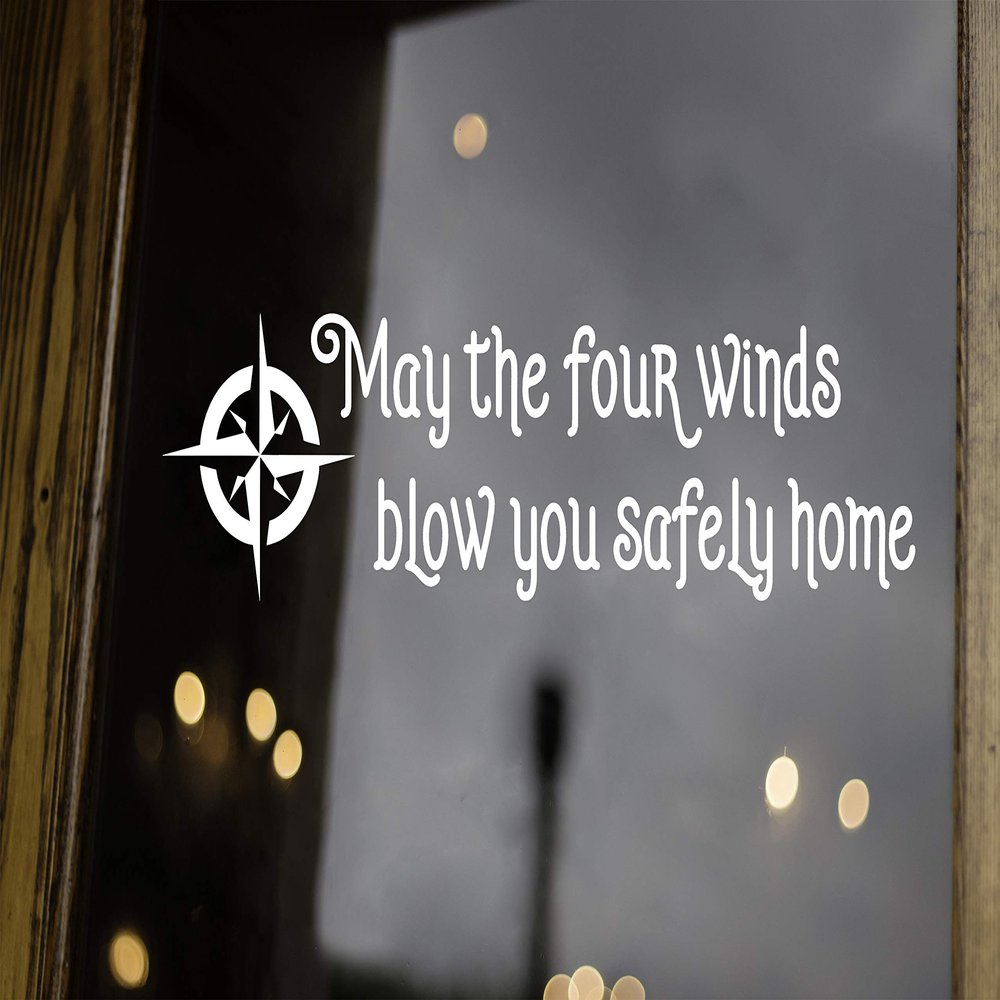 Minglewood Trading Bright Pink - May The Four Winds Blow You Safely Home Vinyl Decal - Sticker - Compass Grateful - Die Cut Sticker - 24w x 6h inches