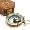 AV Maritime Compass Brass Silver Coating Functional Marine Compasses with Box/Case Wooden Decor view 1