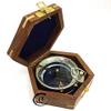AV Maritime Compass Brass Silver Coating Functional Marine Compasses with Box/Case Wooden Decor view 4
