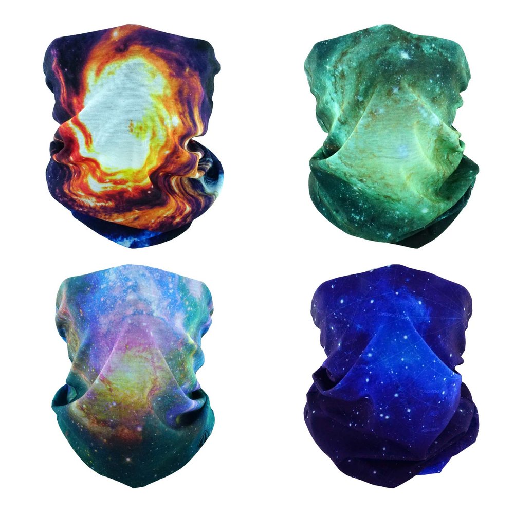 SMEHCF 4 Headband Bandana Balaclava Half Face Mask Shield Head Hair Scarf Neck Gaiter Hat Multipurpose For WoMen Men Breathable Reusable Washable Universe Nebula Galaxy Blure Orange Green