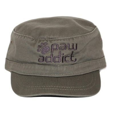 Paw Addict Unique Custom Embroidered 5-Heart Paw Hat - Unisex Vintage Washed Baseball Cap | Military Cap (Military - Olive, One Size)