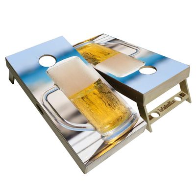 Beer Mugs - Premium Cornhole Boards w Cupholders and a Handle - Includes 2 Regulation 4' x 2' Cornhole Boards w Premium Birch Plywood and 8 Cornhole Bags (10)