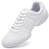 DADAWEN Adult & Youth White Cheerleading Shoes Sport Training Tennis Sneakers Competition Cheer Shoes White US Size 13 M Little Kid view 1