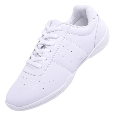 DADAWEN Adult & Youth White Cheerleading Shoe Athletic Sport Training Competition Tennis Sneakers Cheer Shoes White US Size 9.5 M Toddler