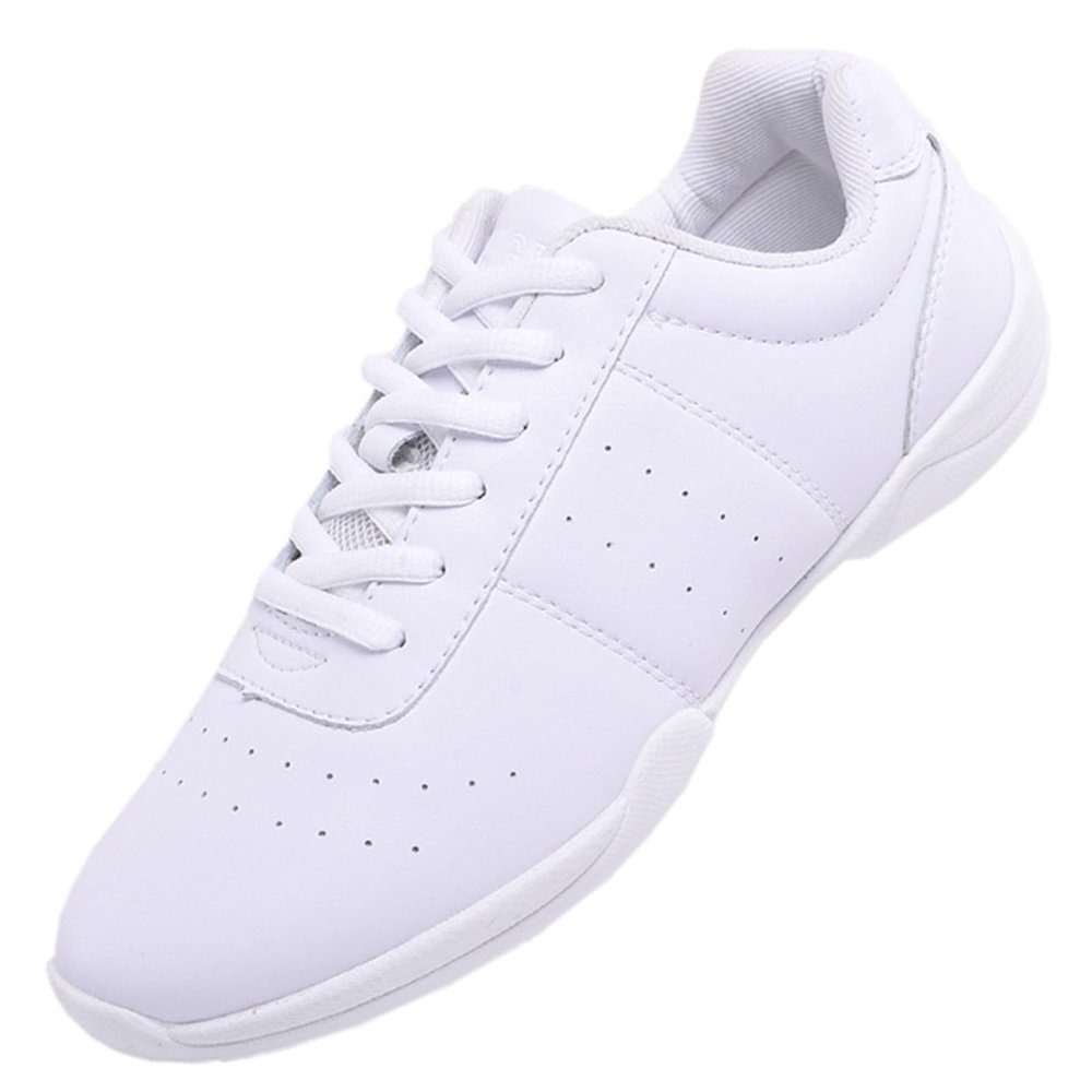 DADAWEN Adult & Youth White Cheerleading Shoe Athletic Sport Training Competition Tennis Sneakers Cheer Shoes White US Size 9.5 M Toddler