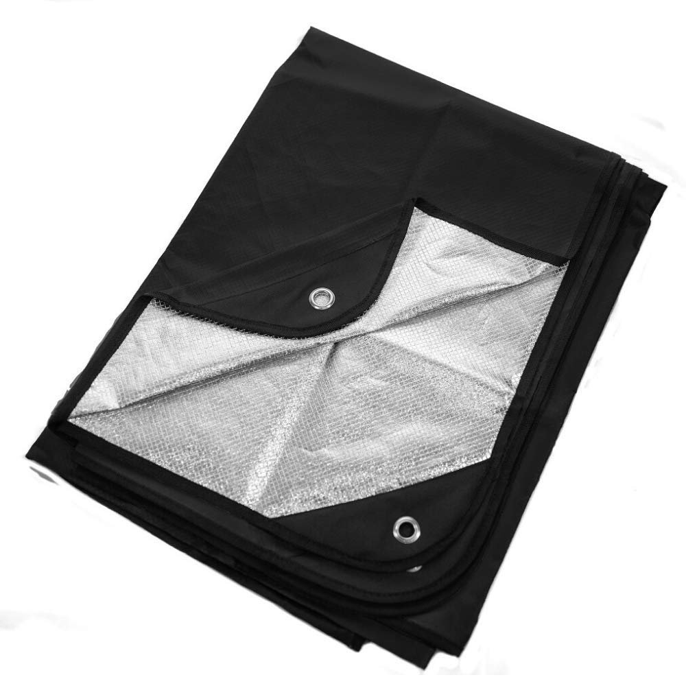 Arcturus Insulated Tarp, Reusable Heavy Duty Thermal Survival Blanket  60x82in, Reflects 90% Body Heat, Waterproof, Windproof, 3-Layer Design, Reinforced Grommets, Black