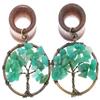 1/2 inch 12mm Natural Amazonite Tree of Life Wood Dangle Ear Gauges Piercing Flesh Tunnels Plugs Stretching Kit Expander view 2