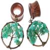 1/2 inch 12mm Natural Amazonite Tree of Life Wood Dangle Ear Gauges Piercing Flesh Tunnels Plugs Stretching Kit Expander view 3
