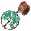 1/2 inch 12mm Natural Amazonite Tree of Life Wood Dangle Ear Gauges Piercing Flesh Tunnels Plugs Stretching Kit Expander view 4