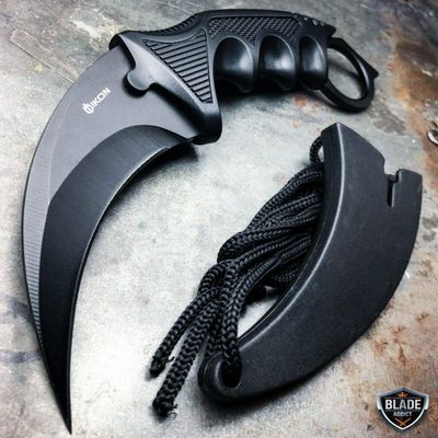 Black Doppler Karambit Hawkbill Full Tang Neck Knife w/ABS Sheath (Limited Edition)