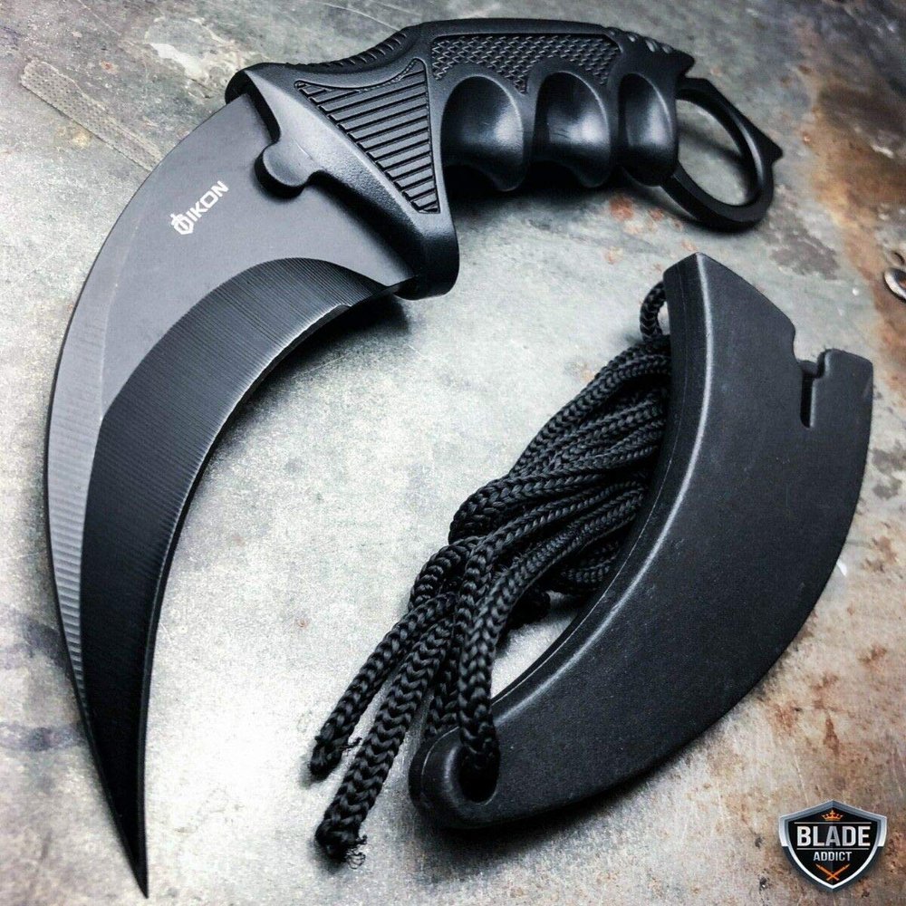 Black Doppler Karambit Hawkbill Full Tang Neck Knife w/ABS Sheath (Limited Edition)
