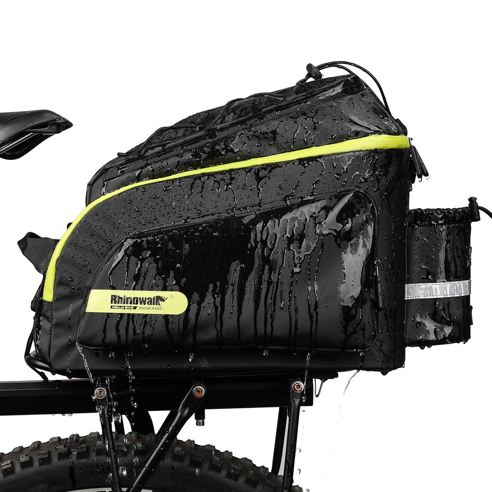 Rhinowalk Bike Bag Bike Trunk Bag Bike Pannier Bag 17L,(for Bicycle Cargo Rack Saddle Bag Shoulder Bag Laptop Pannier Rack Bicycle Bag Professional Cycling Accessories)-Green&Black