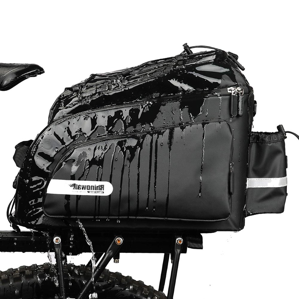 Rhinowalk Bike Bag Bike Trunk Bag Bike Pannier Bag 17L,(for Bicycle Cargo Rack Saddle Bag Shoulder Bag Laptop Pannier Rack Bicycle Bag Professional Cycling Accessories)-Black