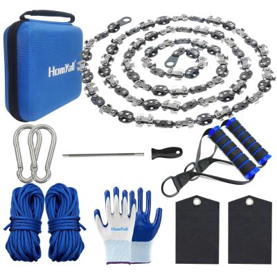Upgrade Hand Rope Saw for Tree Limbs 53 Inch High Limb Rope Chain Saw Manual Pocket Chainsaw with Blades on Both Sides for Yard Gardening work Hiking Camping Survival Gear Kit