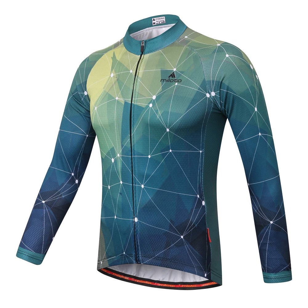 Uriah Men's Cycling Jacket Long Sleeve Reflective Green Stars Size XL(CN)