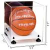Better Display Cases Basketball Holder Clear Full Size Acrylic Display Case with Black Risers ,White Two Tiered Base ,Mirror Back,11" L x 11" W x 11" H (A001-BR) view 2