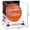 Better Display Cases Basketball Holder Clear Full Size Acrylic Display Case with Purple Risers ,White Two Tiered Base ,Mirror Back,11" L x 11" W x 11" H (A001-PR) view 2