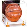 Better Display Cases Basketball Holder Clear Full Size Acrylic Display Case with Orange Risers ,White Two Tiered Base ,Mirror Back,11" L x 11" W x 11" H (A001-OR) view 1