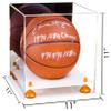 Better Display Cases Basketball Holder Clear Full Size Acrylic Display Case with Orange Risers ,White Two Tiered Base ,Mirror Back,11" L x 11" W x 11" H (A001-OR) view 2