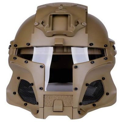 Simways Cosplay Airsoft Full Face Head Helmet Tactical Sorta-Kinda Mandalorian/Boba Fett/Galac-Tac Airsoft Helmet with Exchangable Lens(Tan)