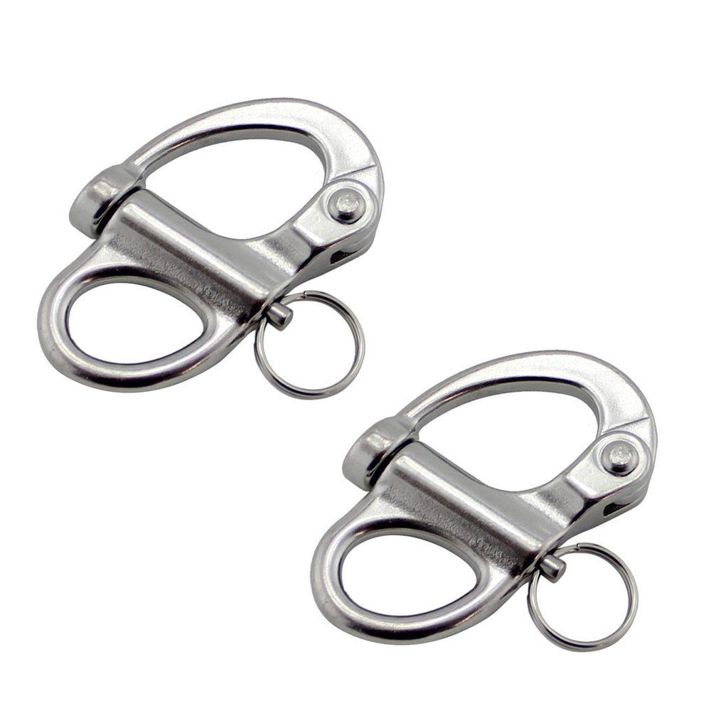 NRC&XRC Pair of 2-5/8"(69mm) 316 Stainless Steel Fixed Bail Snap Shackle for Bracelet, Sailboat