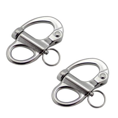NRC&XRC Pair of 3-3/4"(96mm)316 Stainless Steel Fixed Bail Snap Shackle for Bracelet, Sailboat