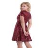 Aislor Women's Shiny Sequins Short Sleeve A-line Dress Cocktail Evening Party Bridesmaid Dress Wine Red 14 view 3