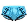 vastwit Silky Satin Ruffled Lace Trim Panties for Men Sissy Knickers French Maid Crossdressing Underwear Blue Medium view 1