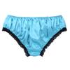 vastwit Silky Satin Ruffled Lace Trim Panties for Men Sissy Knickers French Maid Crossdressing Underwear Blue Medium view 4