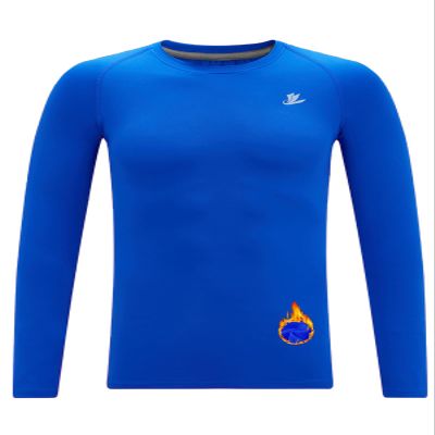 DEVOROPA Youth Boys Compression Thermal Shirt Long Sleeve Kids Fleece Baselayer Soccer Baseball Undershirt Royal Blue XS
