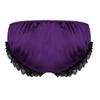 vastwit Silky Satin Ruffled Lace Trim Panties for Men Sissy Knickers French Maid Crossdressing Underwear Dark Purple Medium view 3