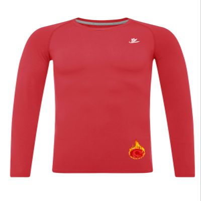 DEVOROPA Youth Boys Compression Thermal Shirt Long Sleeve Kids Fleece Baselayer Soccer Baseball Undershirt Red XS