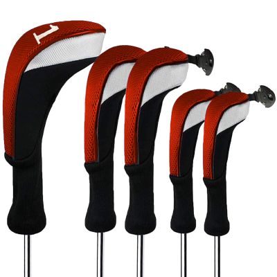 FINGER TEN Golf Club Head Covers Woods Driver Fairway Hybrid 3/4/5 Set, Headcovers Men 1 3 5 7 X Interchangeable Number Tag, Fit All Wood Clubs (5 Pack-Red(1D+2F+2H))