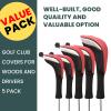 FINGER TEN Golf Club Head Covers Woods Driver Fairway Hybrid 3/4/5 Set, Headcovers Men 1 3 5 7 X Interchangeable Number Tag, Fit All Wood Clubs (5 Pack-Red(1D+2F+2H)) view 2